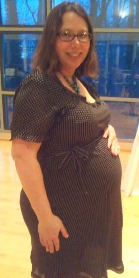 Thanks to Trish Harvey for snapping a photo at the TRS Second Night Seder, so I can remember how huge I got. 